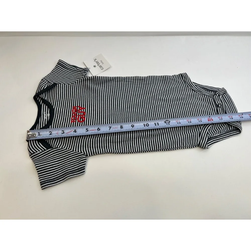 NWT Carter's Tough Guy Baby‎ Boy One piece Gray/White Stripe Size 18 Months